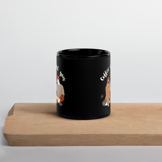 Coffee and You Black Glossy Mug